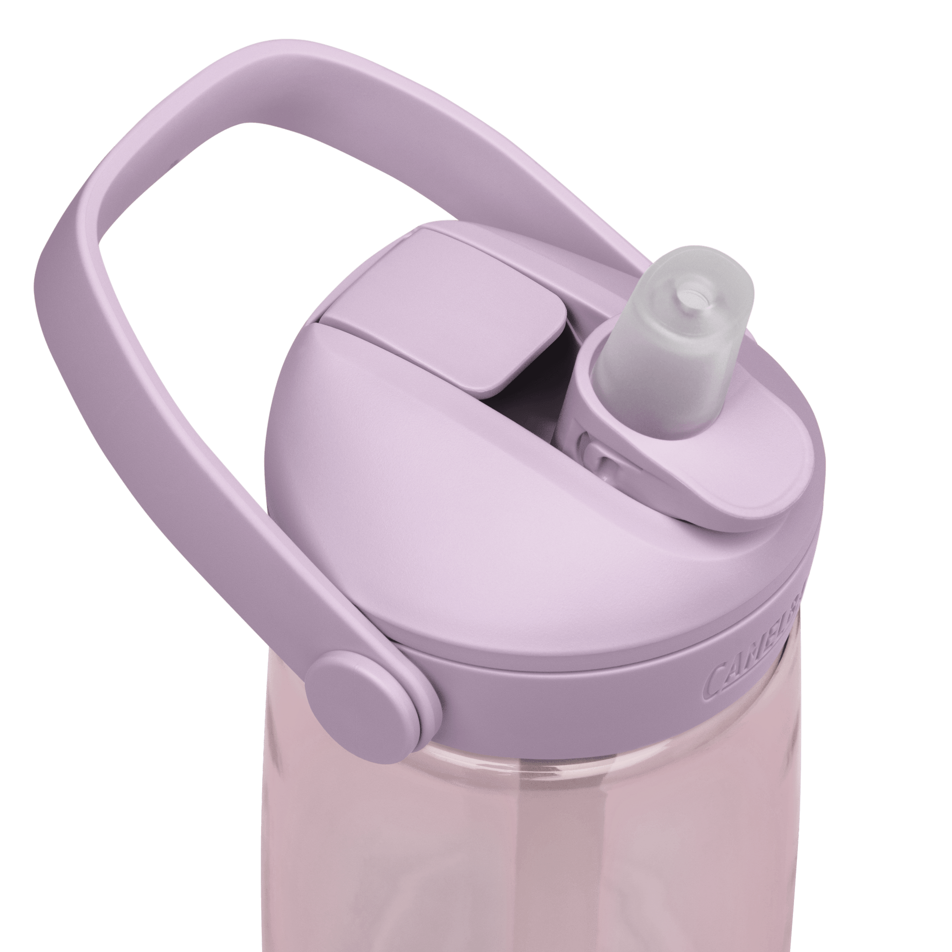 Pink water bottle with 'Burn for what you love' text, dumbbells, and resistance band on a light gray background