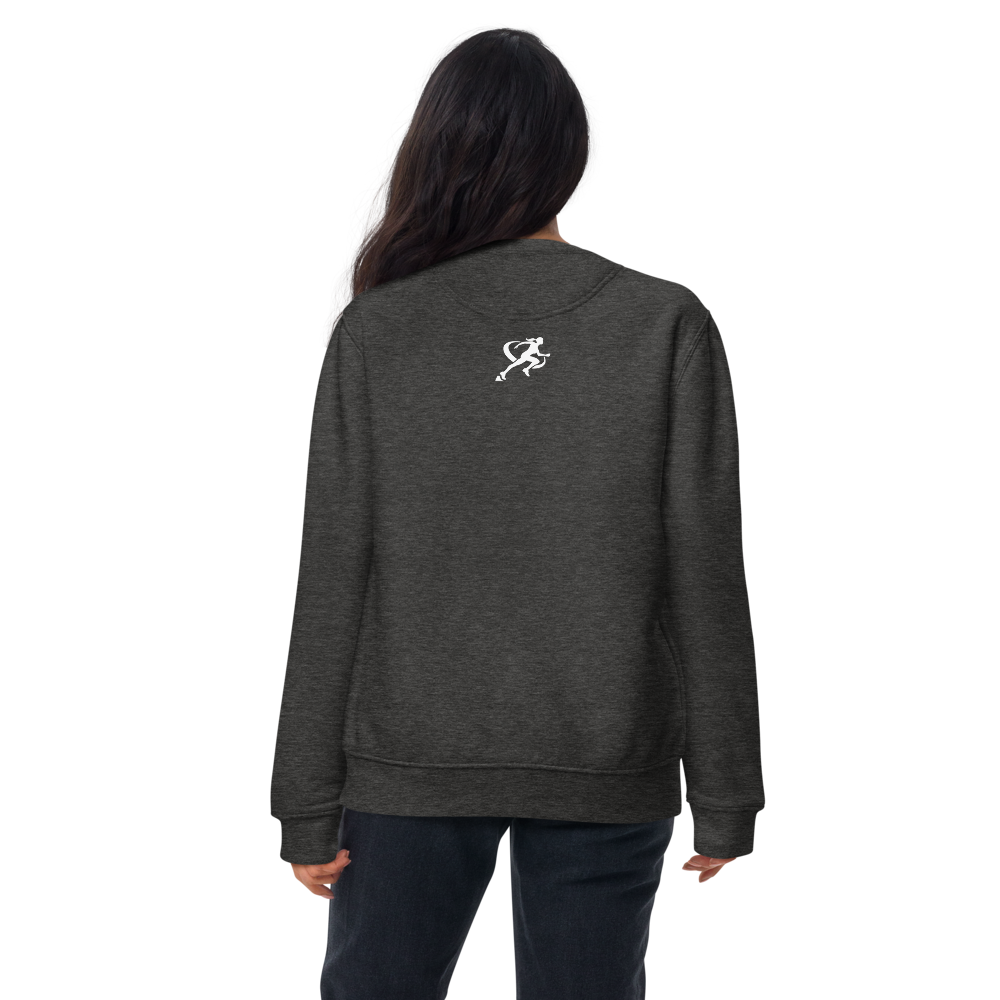 Person wearing a gray sweatshirt with 'TARA SPORTSWEAR' logo on the back