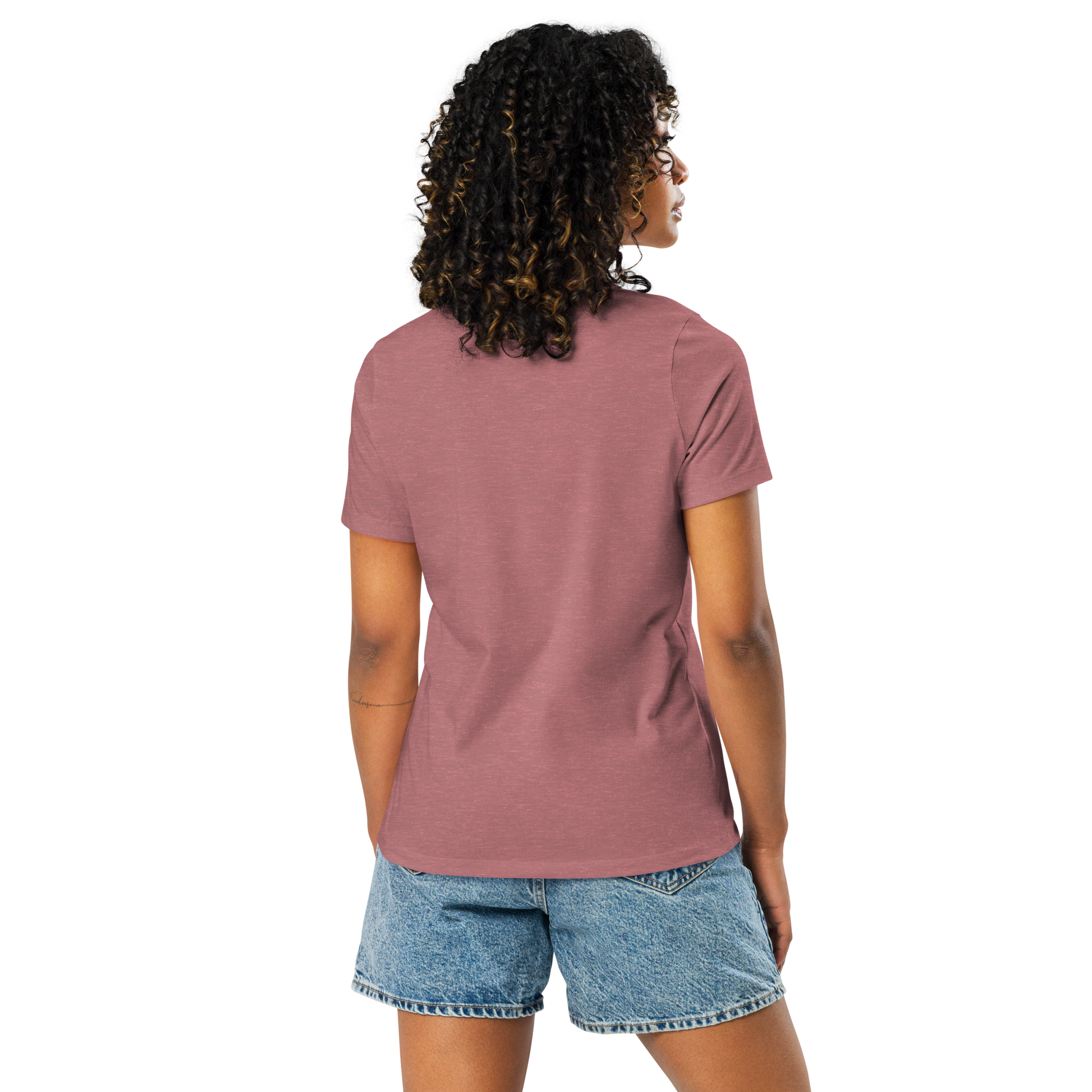 A Women is wearing a pink TARA sportswear T-Shirt on the back